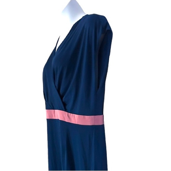 ❣️Ainsley Jersey Knit Navy Stretch Maxi Office Career Casual Stretchy Blue Dress - Picture 10 of 15
